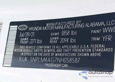 2022 Hyundai Elantra Sel из США, поврежденный, VIN 5NPLM4AG7NH058587